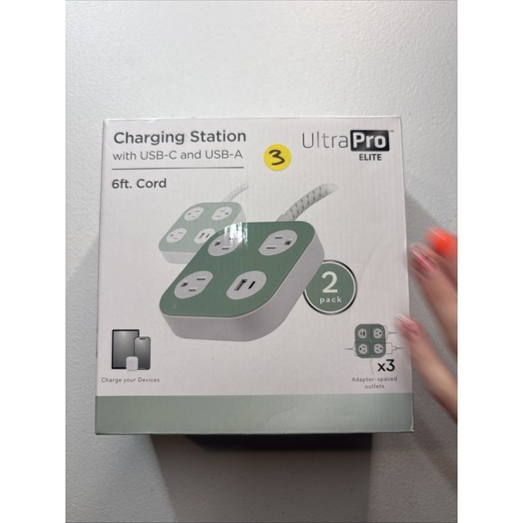 UltraPro Other - Ultra Pro Elite Charging Station 2 Pack with USB-C and USB-A 6ft Cord Green
